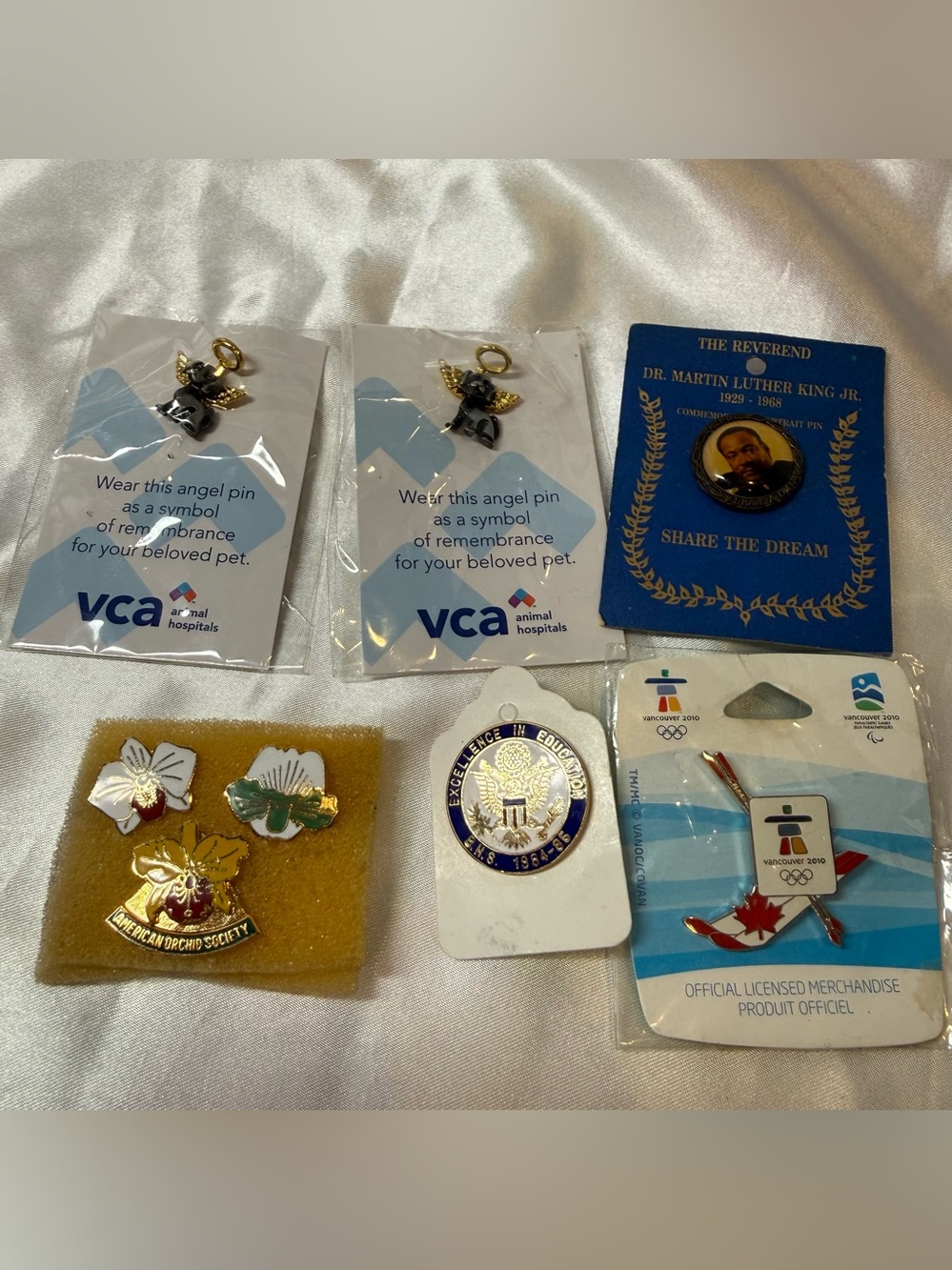 Collectible Enamel and Metal Pins Olympics Dog Angel Orchids